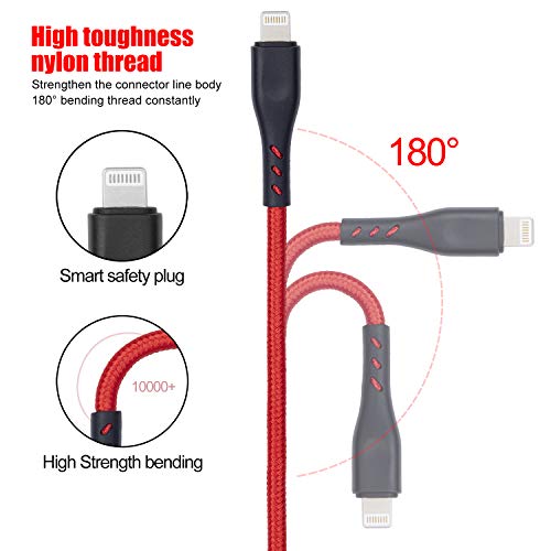 Book Cover 10 ft iPhone Charger Certified Lightning Cable 10 Foot,3 Pack 10 Feet Extra Long Nylon Braided Charging&Syncing Cord Compatible with iPhone Xs/XR/XS Max/X/7/7Plus/8/8Plus/6S/6S Plus/5