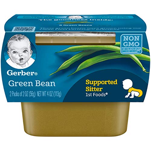 Book Cover Gerber Purees 1st Foods Green Bean, 2 Pack - 2 oz Tubs, 8Count