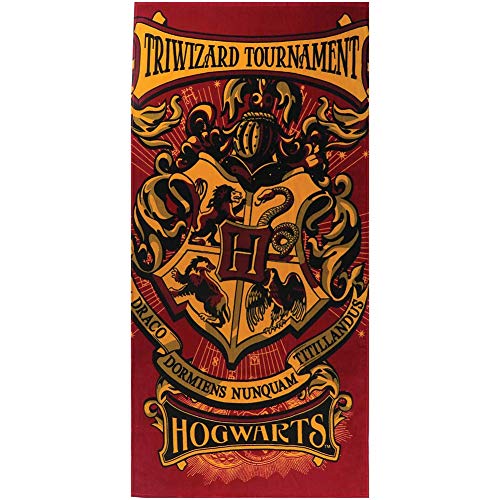 Book Cover Monogram Harry Potter Hogwarts Crest Triwizard Tournament, 28x58 Beach Towel