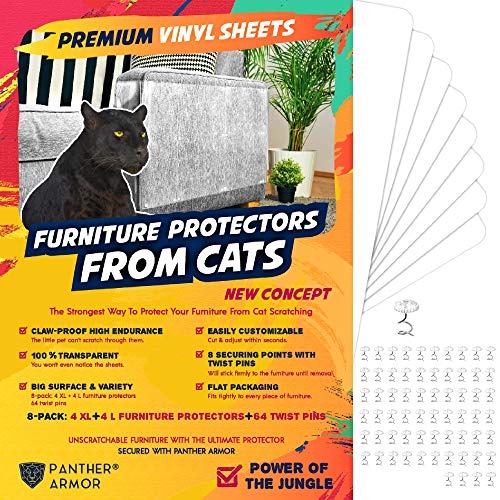 Book Cover Panther Armor Furniture Protectors from Cat Scratch - 8(Eight)-Pack - Cat Scratch Deterrent - 4-Pack XL 17