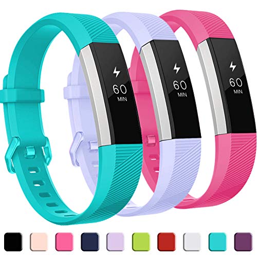 Book Cover GEAK for Fitbit Alta HR Bands,Replacement Bands for Alta,3Pack,Lilac Teal and Rose,Small