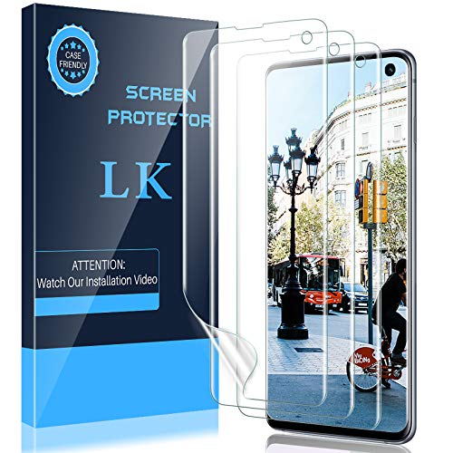 Book Cover LK [3 Pack] Screen Protector for Samsung Galaxy S10, [Ultrasonic Fingerprint Compatible][Flexible Film] HD Clear Anti-Scratch with Lifetime Replacement Warranty