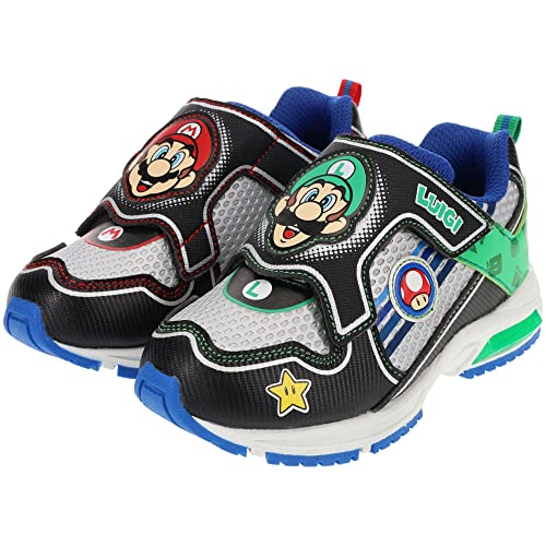 Book Cover SUPER MARIO Brothers Mario and Luigi Kids Tennis Shoe, Light Up Sneaker, Mix Match Runner Trainer, Kids Size 11 to 3