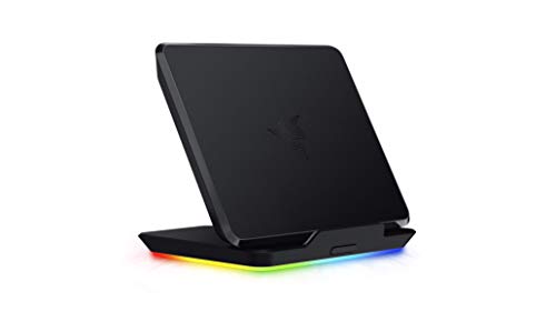 Book Cover Razer Convertible Fast Wireless Phone Charger w/Adjustable Base - [10W Qi Certified][Customizable Chroma RGB Lighting][Compatible w, iPhone, Galaxy, LG Devices]