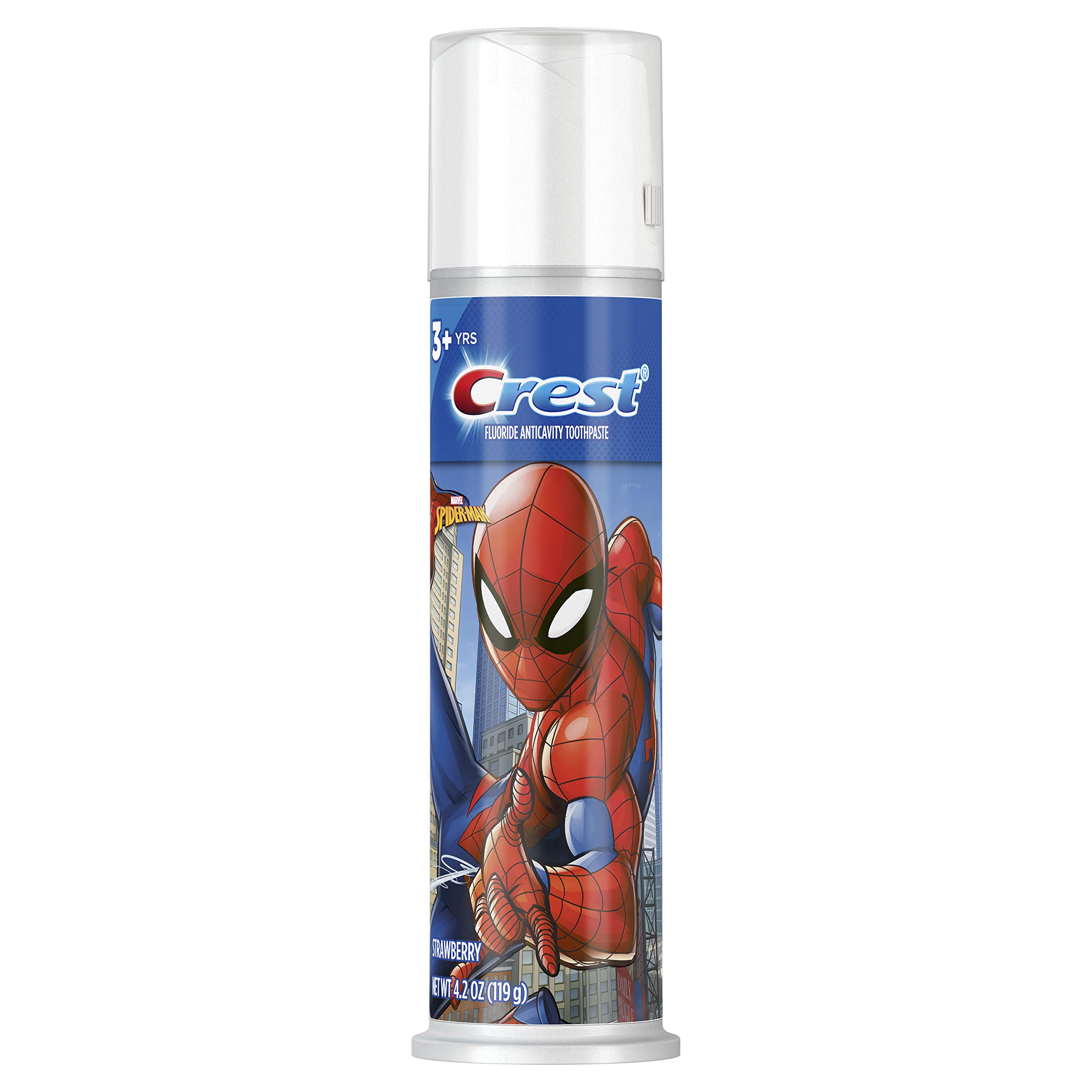 Book Cover Crest Kid's Toothpaste Pump, featuring Marvel's Spiderman, Strawberry Flavor, 4.2 oz Pump - NEW!