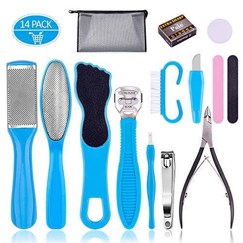 Book Cover Professional Pedicure Tools Set 14 in 1, Inpher Stainless Steel Foot Rasp Foot Peel and Callus Clean Feet Dead Skin Tool Set, Nail Toenail Clipper Foot Care Kit for Women Men Salon or Home