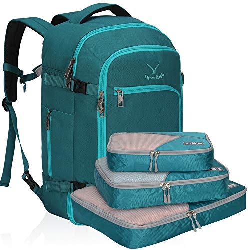 Book Cover Hynes Eagle Travel Backpack 40L Flight Approved Carry on Backpack Men Large Cabin Weekender Laptop Backpack Women 15.6 inches Teal with 3PCS Packing Cubes 2018