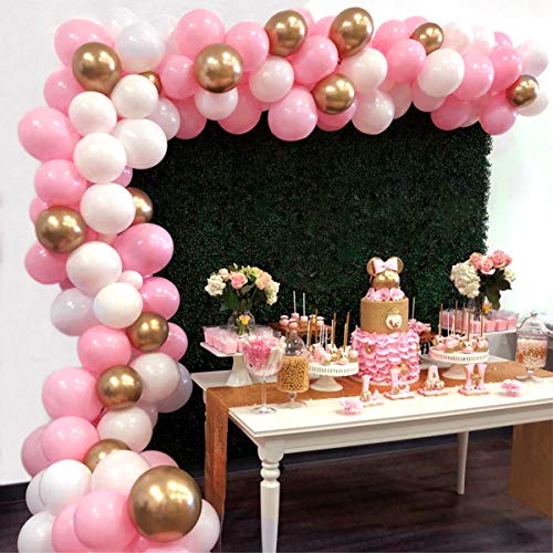 Book Cover Balloon Garland Arch Kit 16Ft Long 112pcs Pink White Gold Balloons Pack for Girl Birthday Baby Shower Bachelorette Party Centerpiece Backdrop Background Decorations