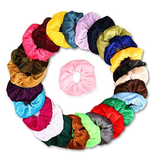 Book Cover Velvet Hair Scrunchies with Elastic - Weicai 26 Colors Cute Scrunchies for Women or Girls Hair Accessories (Relive the 80s/90s Fashion)