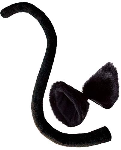 Book Cover OLYPHAN Cat Ear Clips and Black Tail Long Costume Set Animal Ears Hair Clip for Women Halloween Costumes, Neko Cosplay Accessories