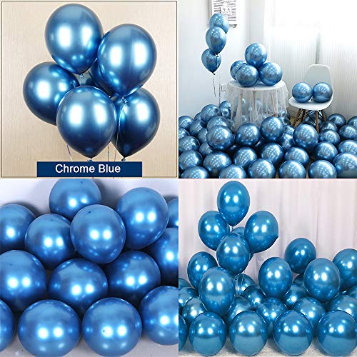 Book Cover Chrome Metallic Balloons for Party 50 pcs 12 inch Thick Latex balloons for Birthday Wedding Engagement Anniversary Christmas Festival Picnic or any Friends & Family Party Decorations-Navy blue