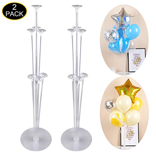 Book Cover Balloon Stand Kit - Clear Table Balloon Stand with 14 Balloon Sticks,14 Balloon Cups and 2 Balloon Base for Brirthday Wedding Party Decorations(2 Set)