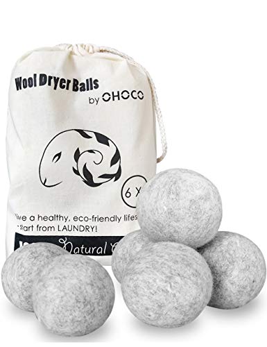 Book Cover OHOCO Wool Dryer Balls 6 Pack XL, Organic Natural Wool for Laundry, Fabric Softening - Anti Static, Baby Safe, No Lint, Odorless and Reusable Gray