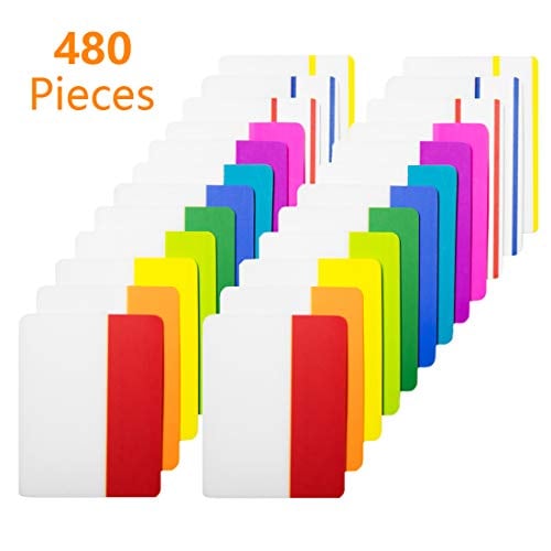 Book Cover KIMCOME 480 Pieces Sticky Tabs 2 Inch Index Tabs, Colored Page Markers Repositionable Tape Flags For Books, Binders And File Folders, [24 Sets 12 Colors] Easy To Stick, Removes Cleanly