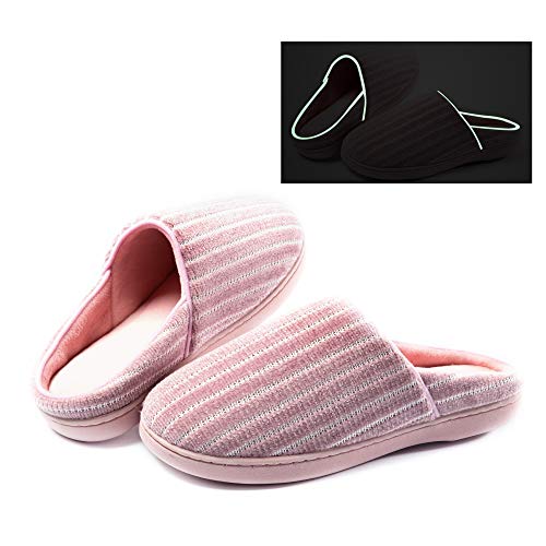 Book Cover FLYINGCOLORS Men's/Women's Cozy Comfort Memory Foam House Shoes/Night Slippers Anti-Skid Slippers Indoor Outdoor, Fluorescence Slippers Illuminated Shoe Edge, Breathable Slippers.