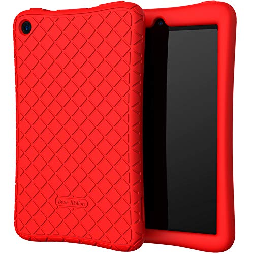 Book Cover Bear Motion Silicone Case for All-New Fire 7 Tablet - Anti Slip Shockproof Light Weight Kids Friendly Protective Case for Fire 7 (ONLY for 9th Generation 2019 Model) - Red