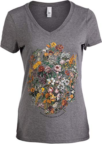 Book Cover Vintage Floral Art | 1900s French Flowers Fleur Gardener V-Neck T-Shirt for Women