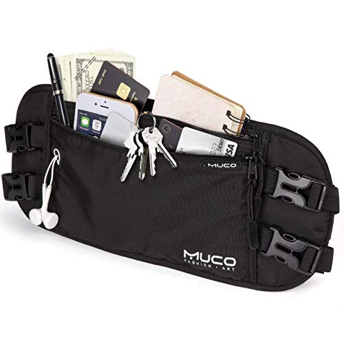 Book Cover MUCO Travel Money Belt, Hidden Passport Holder, RFID Blocking Travel Wallet Belt Men and Women