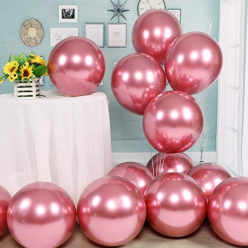 Book Cover Chrome Metallic Balloons for Party 50 pcs 12 inch Thick Latex balloons for Birthday Wedding Engagement Anniversary Christmas Festival Picnic or any Friends & Family Party Decorations-Metallic Pink