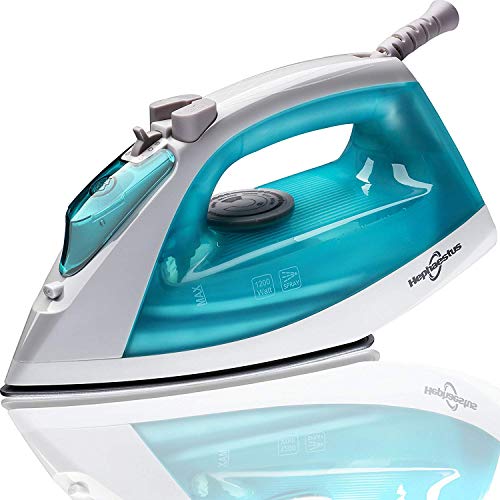 Book Cover Hephaestus Steam Iron 1200 Watt Nonstick Teflon Soleplate Light Weight Small Travel Size Spray Self-Cleaning System with 8 Feet Cord