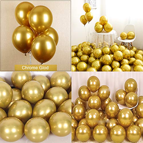 Book Cover kenandtom Chrome Metallic Balloons for Party 50 pcs 12 inch Thick Latex Balloons for Birthday Wedding Engagement Anniversary Christmas Festival Picnic or Any Friends & Family Party Decorations-Gold