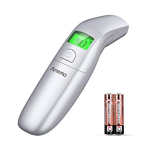 Book Cover Amemo Ear Thermometers for Fever, Professional Digital Baby Thermometer, Fever Indicator Sensor, 1-Second Quick Accurate Reading, Digital Infrared (Silver), for Baby Kids and Adults
