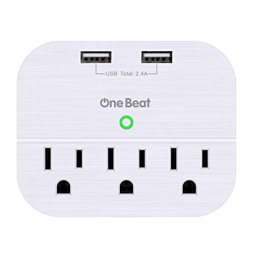 Book Cover Multi Plug Wall Outlet Extender with Dual USB Ports, No Surge Protector Power Strip with 3 Outlets, ETL Certified, Ultra Compact for Cruise Travel Home - White