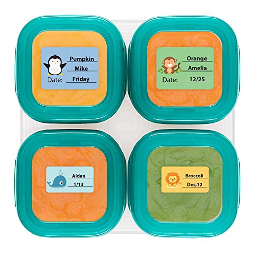 Book Cover Baby Food Labels, Write-On Date Labels for Food Storage Containers & Baby Bottles, Great for Daycare & Food Storage Pack of 128 (Food labels)
