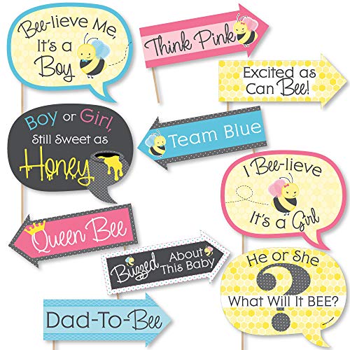 Book Cover Funny What Will It Bee - Gender Reveal Photo Booth Props Kit - 10 Piece