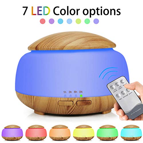 Book Cover Tasera Humidifiers with Remote Control, Essential Oil Diffuser Cool Mist Humidifier,mini diffusers for essential oils Waterless Auto Shut-Off, Timer and 7 Color LED Lights