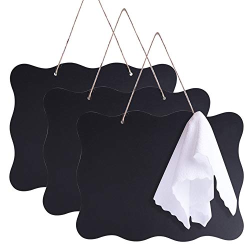 Book Cover AUSTOR 3 Pack Chalkboard Sign 8x10 inch Double Sided Erasable Message Board with Hanging String and Cleaning Cloth for Wedding, Kitchen and Crafts