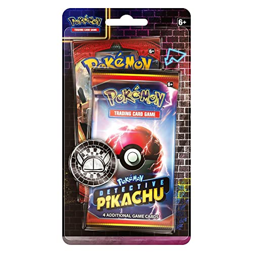 Book Cover Pokemon TCG: Detective Pikachu Booster Pack + 1 Sun & Moon Booster Pack + A Metallic Coin (Single Pack)