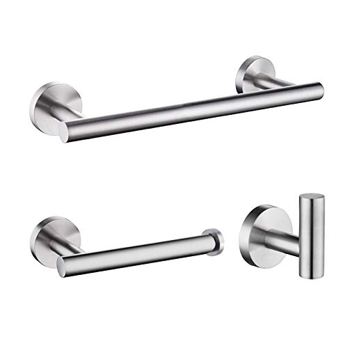 Book Cover Nolimas 3-Pieces Set Brushed Nickel Bathroom Hardware SUS304 Stainless Steel Round Wall Mounted - Includes 12