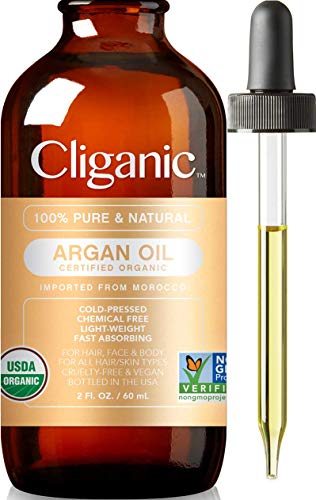 Book Cover Cliganic USDA Organic Argan Oil, 100% Pure | Moroccan Argan Oil for Hair, Face & Skin | Natural Cold Pressed Carrier Oil - Certified Organic | Cliganic 90 Days Warranty