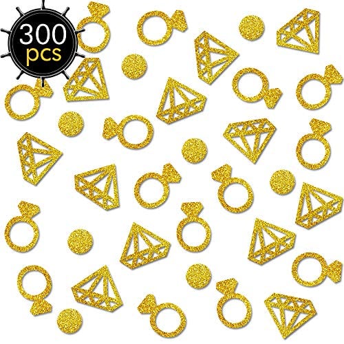 Book Cover Gold Confetti(300Pcs) Diamond ring confetti Glitter Confetti Wedding Table Decoration Party Table Confetti Bridal Shower Engagement party hen party decor Table Scatter Valentines Day Baby Shower