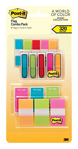Book Cover Post-it Flags and Arrow Flags Combo Pack, 320 Total Flags, Simple to Mark, Flag or Highlight Important Information, To Do Flags (683-XLM)