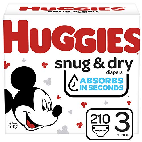 Book Cover HUGGIES Snug & Dry Baby Diapers One Month Supply, 210 Count (Packaging May Vary)