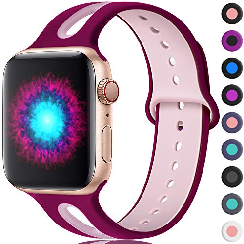 Book Cover Haveda Sport Bands Compatible for Apple Watch 40mm Band Series 5 Series 4, Soft Apple 5 Wristband Women iWatch 38mm Bands for Apple Watch Series 3 Series 2/1, Men Kids 38mm/40mm S/M Cherry/Pink Sand
