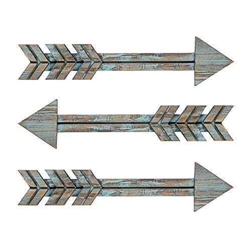 Book Cover YXMYH Wood Arrows Decor, Blue Wood Arrow Sign Wall Decor - Decorative Farmhouse Home Wall Hanging Decor, 3 Pack