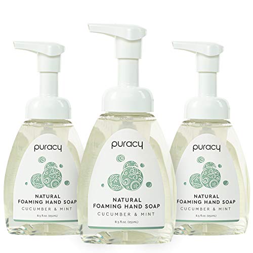 Book Cover Puracy Foaming Hand Soap, Gently Scented with Real Cucumber & Mint, Perfume-Free, Sulfate-Free Natural Hand Wash Foam Set, Moisturizing Skin Cleanser, 8.5 Ounce (3-Pack)