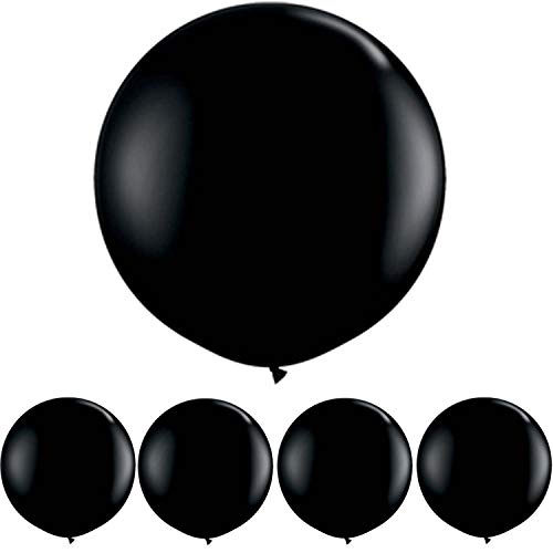 Book Cover 36 inch Giant Black Balloons Round Latex Balloon for Wedding Anniversary Baby Shower Birthday Party Decorations,Pack of 5