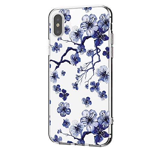 Book Cover Saperi iPhone Xs/XR Case, Clear Soft & Flexible TPU Ultra-Thin Shockproof Transparent Girls and Women Floral Cover for iPhone Xs max (iPhoneXS max, 28)
