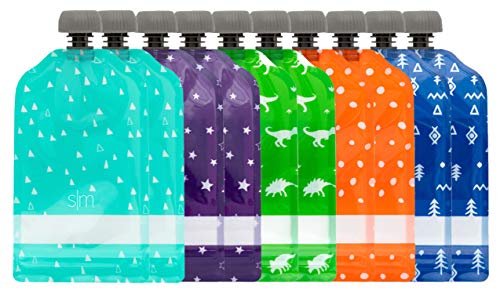 Book Cover Simple Modern Reusable 10-Pack-Baby Food Storage Toddler Kids Squeezable Pouch Washable Freezer Safe-5 Fun Designs, 5oz, Multi-colored