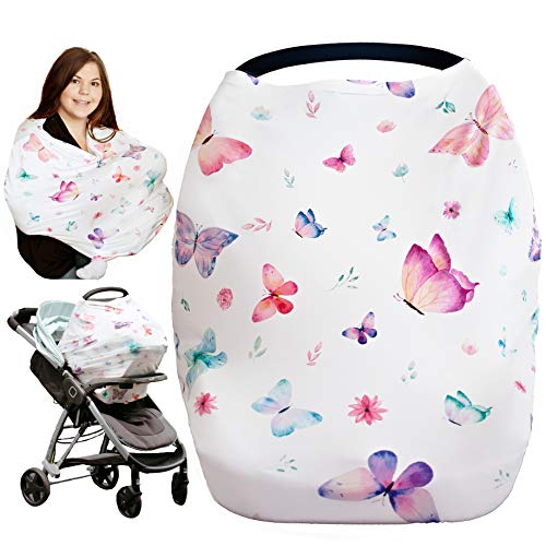 Book Cover iLuvBamboo Car Seat Covers For Babies - Nursing Cover Multi-Use Protector - Infant Carseat Canopy, Stroller, Shopping Cart, Highchair, Breastfeeding & Scarf. Best Baby Gifts For Registry & Baby Shower