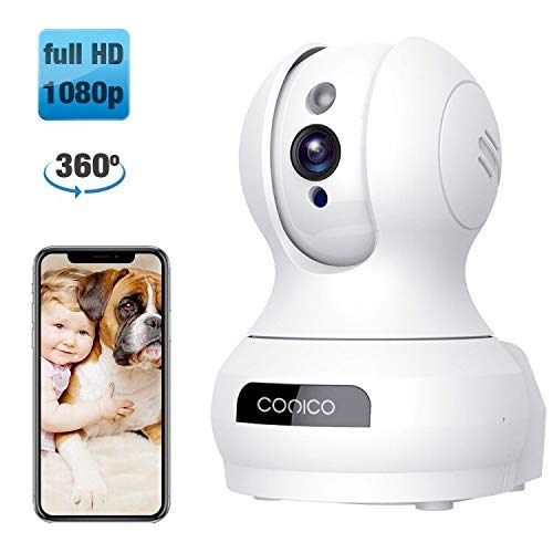 Book Cover Wireless Camera, 1080P HD WiFi Pet Camera Baby Monitor, Pan/Tilt/Zoom IP Camera for Elder/Nanny Security Cam Night Vision Motion Detection 2-Way Audio Cloud Service Available Webcam White