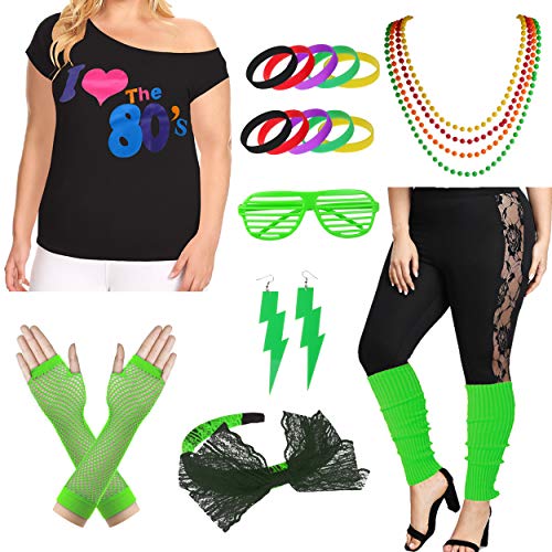 Book Cover Plus Size I Love The 80's T-Shirt 1980s Pop Party Women's Costume Set