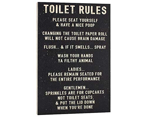 Book Cover Elegant Signs Toilet Rules Sign Funny Bathroom Decor - Please Seat Yourself and Have a Nice Poop - Wash Your Hands Ya Filthy Animal