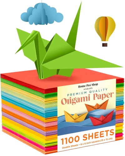 Book Cover Origami Paper - 1100 Sheets Origami Set for Kids Double Sided Origami Squares in Vivid Colors 6 Inch Easy Fold Origami Papers for Arts & Crafts - Quality Paper Origami Sheets Available in 15 Colors