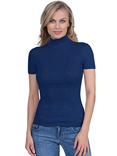 Book Cover BASIC COTTON Free Spirit ® Premium Quality Cotton Women's Turtleneck Short Sleeve T-Shirt. Proudly Made in Italy.
