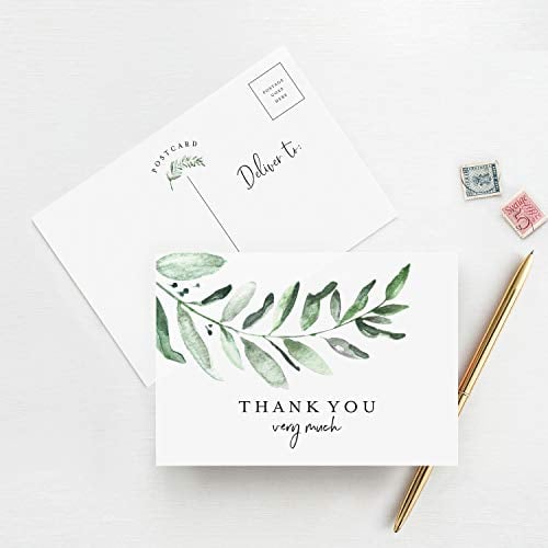 Book Cover Bliss Collections Greenery Thank You Cards, Postcard Style Notes, Floral Design Perfect for: Wedding, Bridal Shower, Baby Shower, Birthday, Funeral or a Great Way Just to Say Thanks Pack of 50 4x6
